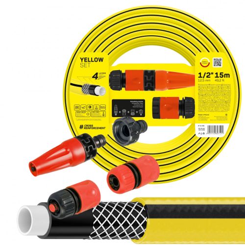 Locsoló készlet 4 sárga 1/2" 15 m