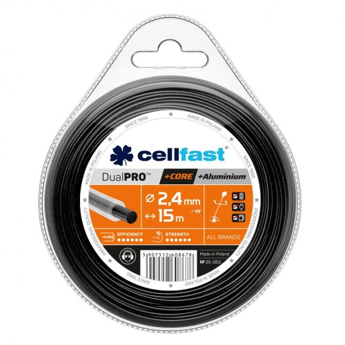 Cellfast damil fűkaszákhoz Dual PRO™ maggal és alumínium részecskékkel - kerek profillal 2,4 mm 15 m