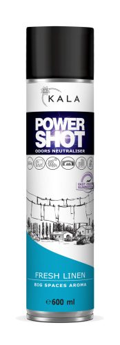 Luxus szagsemlegesítő és légfrissítő spray frissen mosott ruha illattal - Kala Power Shot Fresh Linen (600 ml)