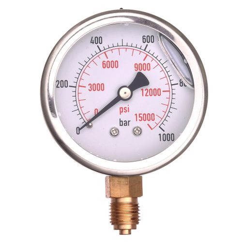  Manométer, nyomásmérő óra 0-1000 bar alsó csatlakozással 1/4"  (glicerin csillapítással)