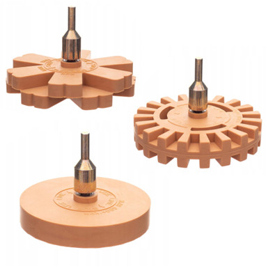 Gumi tárcsák matrica és ragasztó eltávolításhoz 6 mm-es szárral (3 db)