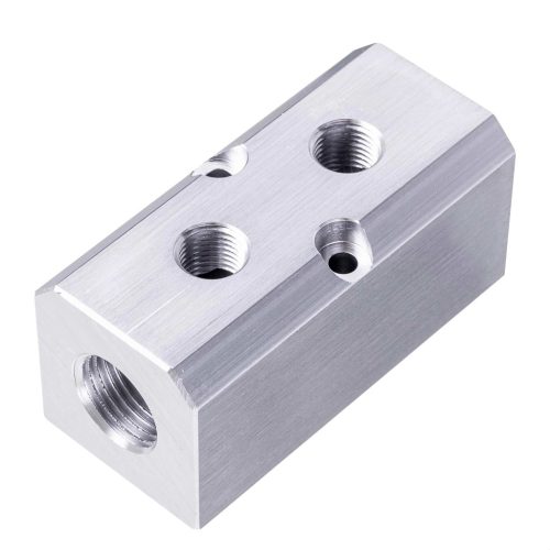 Aluminium levegő elosztó blokk pneumatikához 2x1/2" és  2x 1/4" Technic AC0042