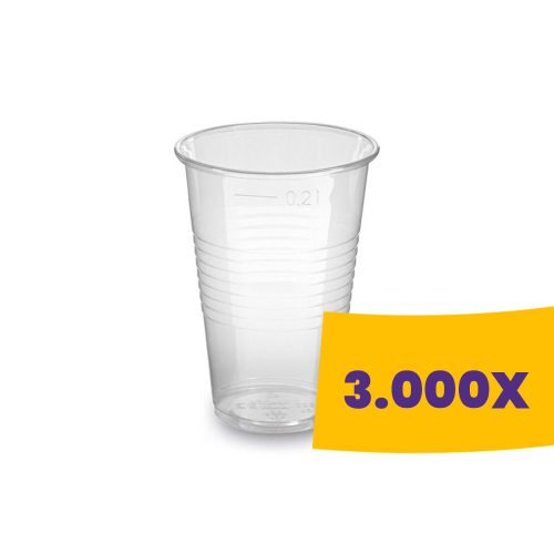 Műanyag pohár átlátszó - PP 200ml (Karton - 3000 db)