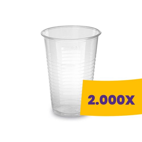 Műanyag pohár átlátszó - PP 300ml (Karton - 2000 db)