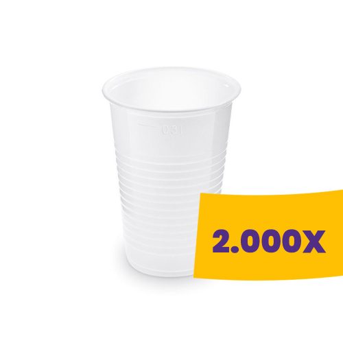 Műanyag pohár fehér - PP 300ml (Karton - 2000 db)